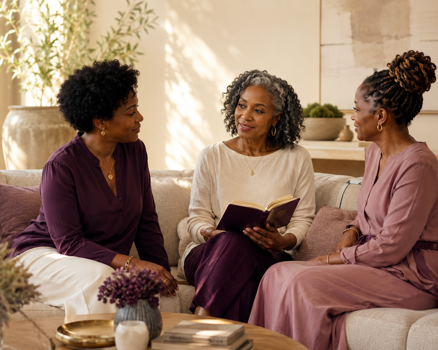 Women sharing a peaceful, encouraging moment together